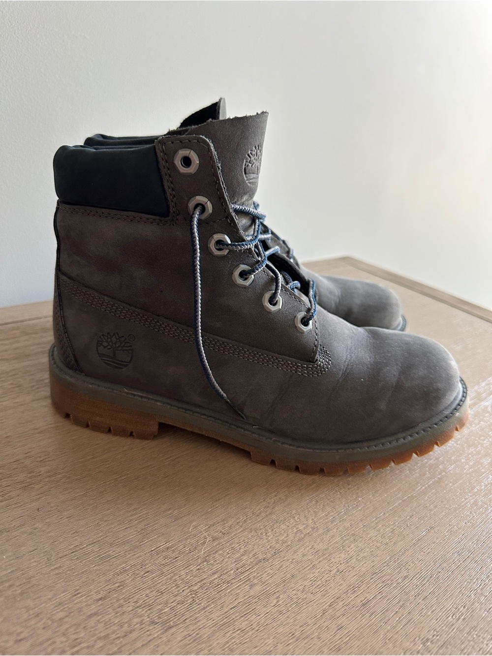 Timberland Dark Gray/Navy Blue Leather Boots